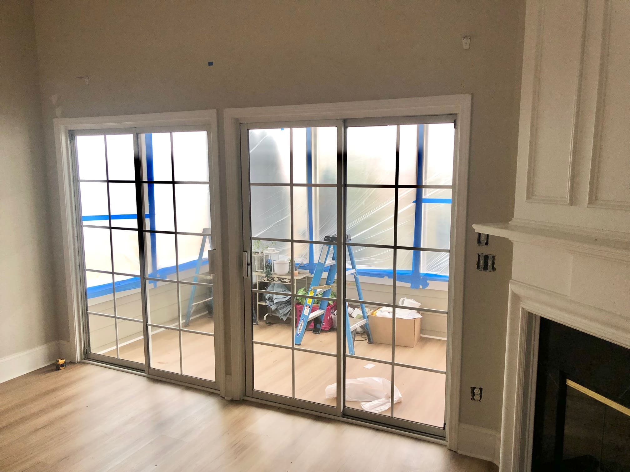 Before photo of our old sliding doors